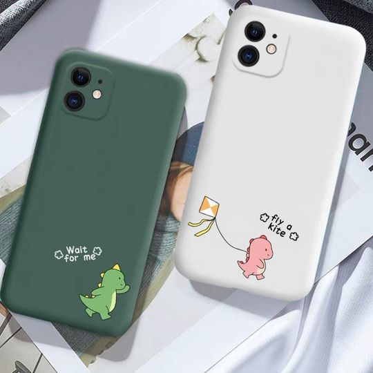 Discover Cute Cartoon Dinosaur Silicone Animal Couple Phone Case,matching phone case