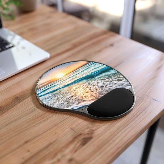 Discover Beach Sunset Ocean Wrist rest mouse pads