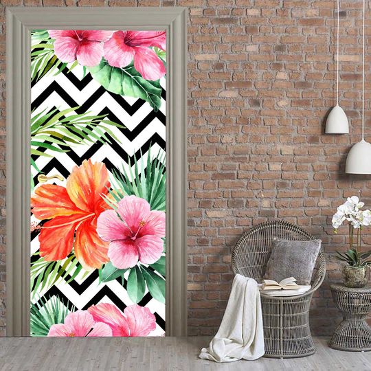 Discover Peel and Stick Floral Door Cover