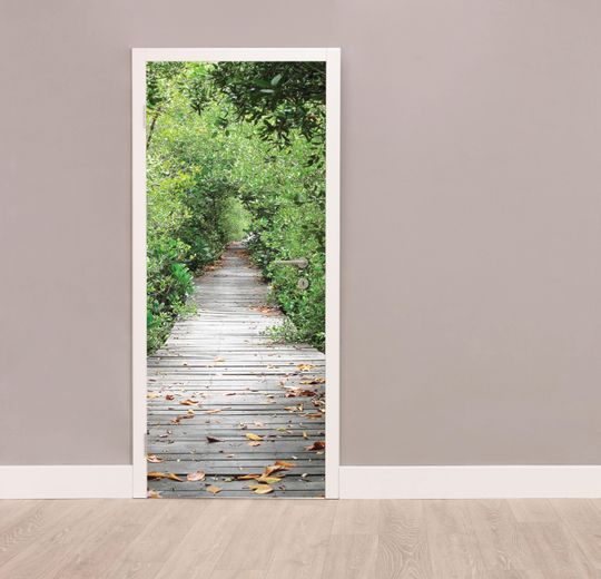 Discover Forest Way Door Mural Sticker Decor