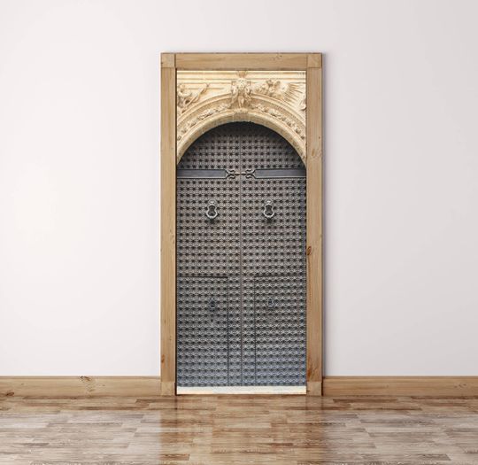 Discover Rustic Metal Door Peel and Stick Sticker