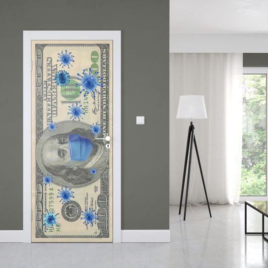 Discover Benjamin Franklin Bill Door Mural, Funny  Door Decal, Money Wall Sticker, Home Decor, Office Decor