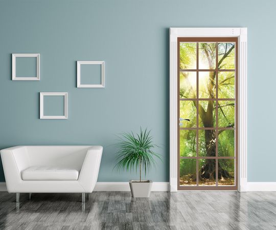 Discover A Tree in Sun Rays Self-adhesive Door Stickers