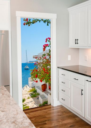 Discover Door Wall Sticker Sea Views / Self-Adhesive Vinyl Decal Poster Mural / Self-Adhesive Wallpaper