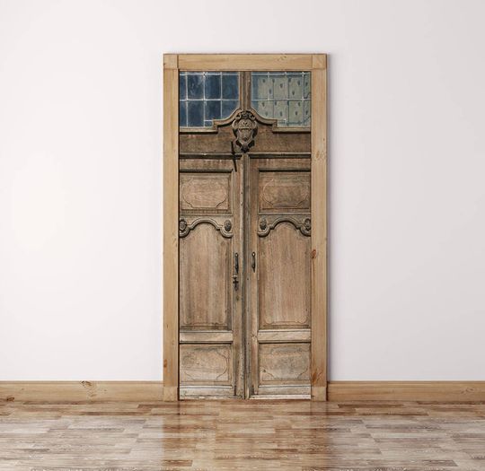 Discover Old Door Mural, Self Adhesive Door Decal Stickers
