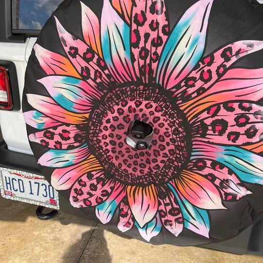 Discover Spare Tire Cover  Sunflower Blue Sunflower Spare Tire Cover
