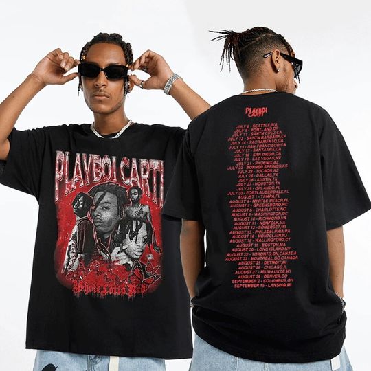 Discover New!! Playboi Carti European and American Streets Vintage Hip-Hop Double sided shirt