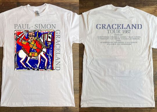 Discover Paul Simon Graceland World Tour 1987 T-Shirt, Paul Simon Tour 1987 Shirt