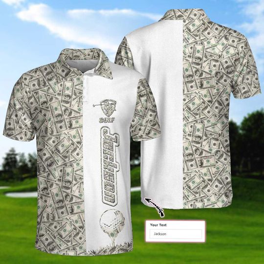 Discover Us Dollar Golf Polo Shirt For Golfer - Dollar Bill Pattern Funny Shirt For Men