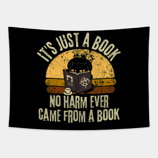 Discover It's just a book Cat reading - Book Lover - Tapestry