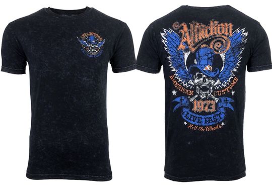 Discover AFFLICTION Straight Six Men's T-shirt BLACK LAVA