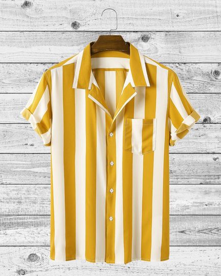 Discover Striped Button Down Short Sleeve Shirt