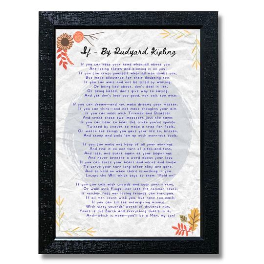 Discover IF Poem by Rudyard Kipling - Motivational Poem  Poster