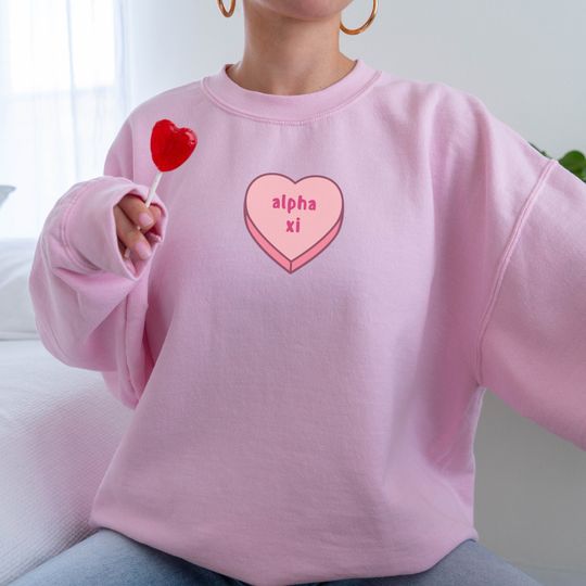 Discover Alpha Xi Delta Candy Heart Sweatshirt | Alpha xi