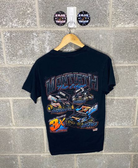 Discover Vintage Y2K 2000s Brian The Edge Montieth Sprint Car Dirt Track Racing Black Graphic T-Shirt
