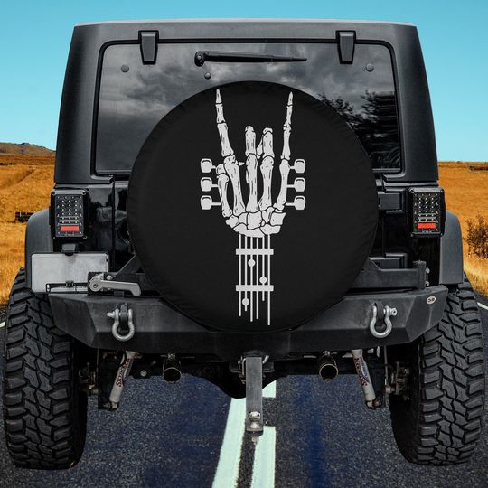 Discover Skull Rock & Roll Skeleton Guitar Music Lover Spare Tire Cover