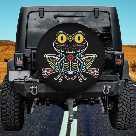 Discover Sugar Skull Frog Day Dia De Los Muertos Halloween Spare Tire Cover