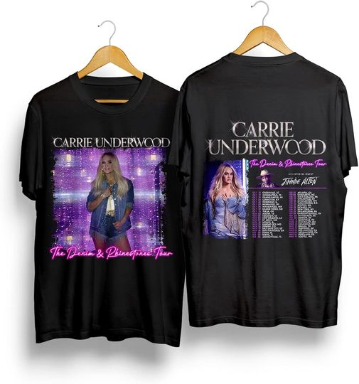 Discover Carrie Underwood Denim and Rhinestones Tour 2023 Double Sided Shirt, Carrie Underwood Fans Shirt