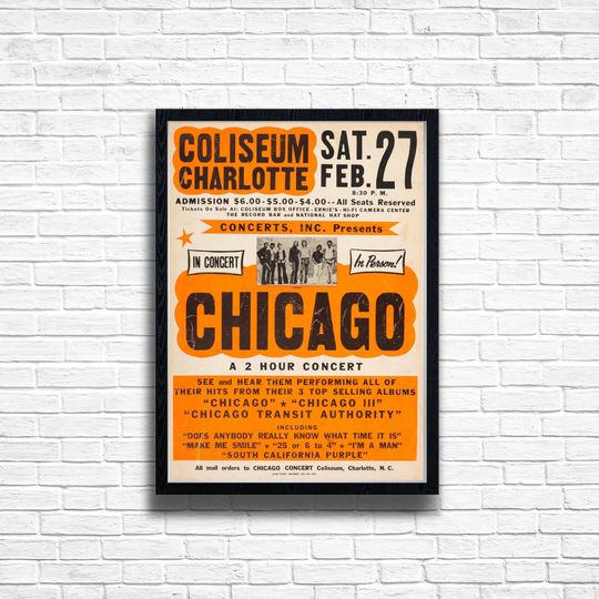 Discover CHICAGO Concert Print Vintage Music Poster