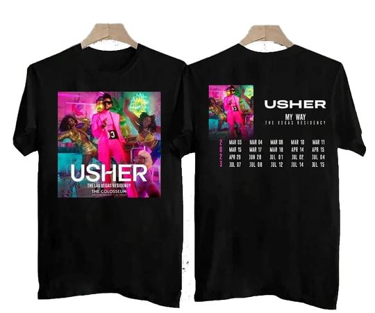 Discover 2023 Usher My Way The Vegas Residency Tour T-Shirt, Usher RNB Music Concert 2023 T-Shirt