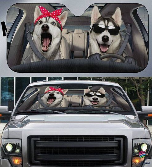 Discover Funny Husky Couple Sun Shade Car Window Shades Sun Shades CM Dog Lover Gift