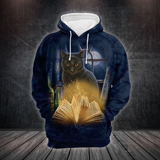 Discover Black Cat Unisex 3D All Over Printed Hoodie