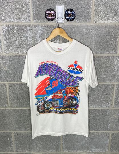 Discover Vintage 1990s 1998 Knoxville Nationals World of Outlaws Sprint Car Racing Graphic T-Shirt