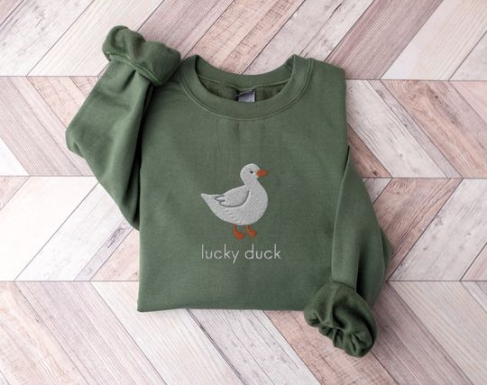 Discover Embroidered Lucky Duck Sweatshirt, Lucky Duck Sweatshirt
