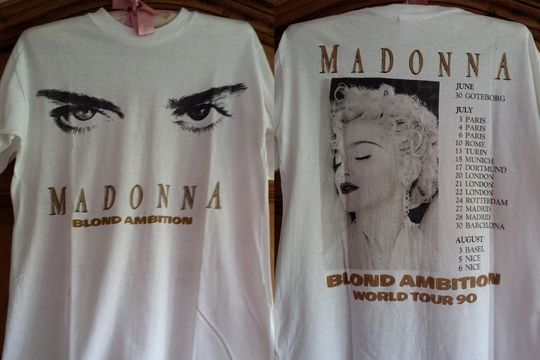 Discover 1990 Madonna Blond Ambition World Tour T-shirt, Madonna Tour '90 T-Shirt