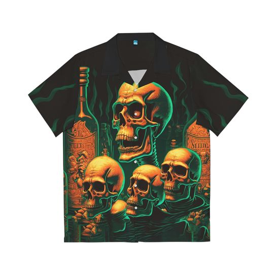 Discover Skulls and Bottles Shirt, Button Down Shirt, Horror