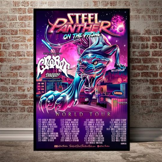 Discover Steel Panther Band Poster, Steel Panther On The Prowl World Tour 2023 Poster