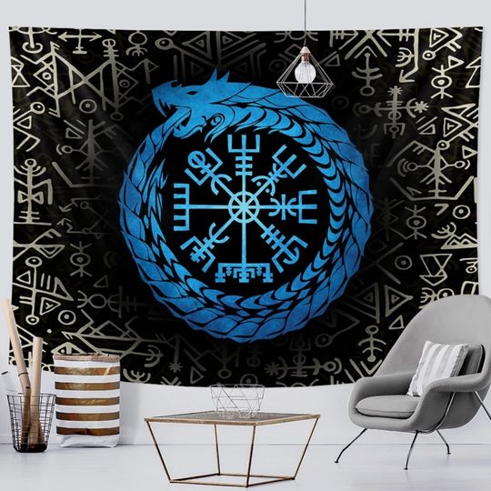 Discover Viking Mystical Symbol Tapestry | Psychedelic Scene Bohemian Wall Hanging