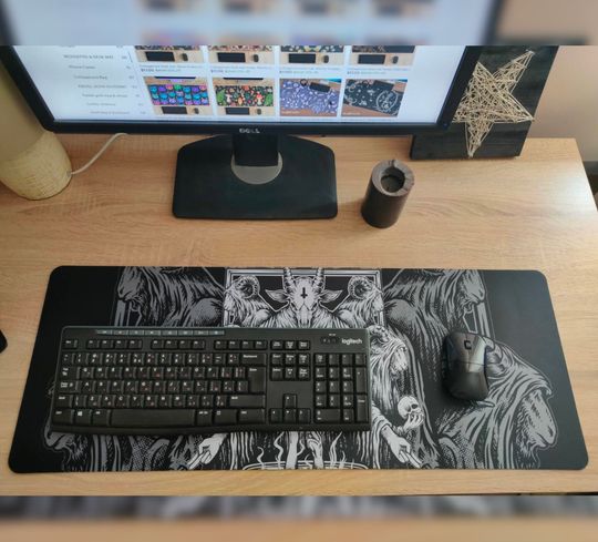 Discover Satanic Baphomet desk mat, Occult Mouse pad, Gothic desk mat