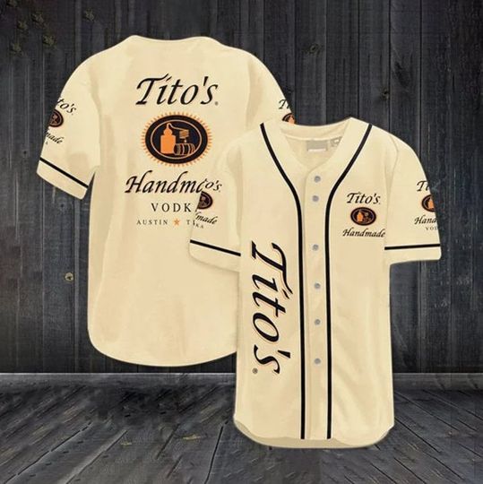 Discover Vintage Beige Tito's Vodka Baseball Jersey, Christmas Gift
