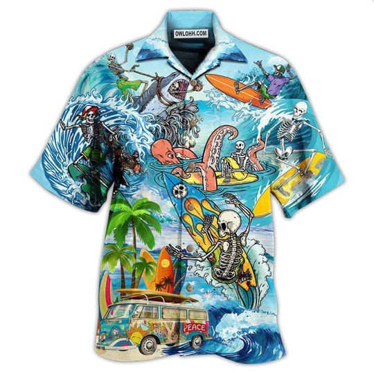 Discover Hippie Live To Surf Skull Live Hawaiian Shirt