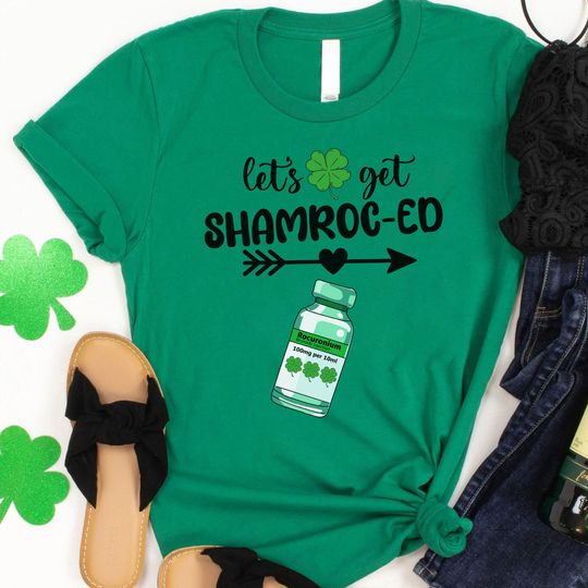 Discover Let's Get Shamrocked Shirt, Funny CRNA Nurse St Patrick's Day Shirt, ICU Rn Lucky Irish Shirt