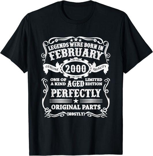 Discover 23th Birthday Vintage Legends Born In February 2000 T-Shirt