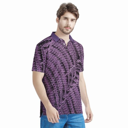 Discover Hapu'u Purple Aloha Polo Shirt