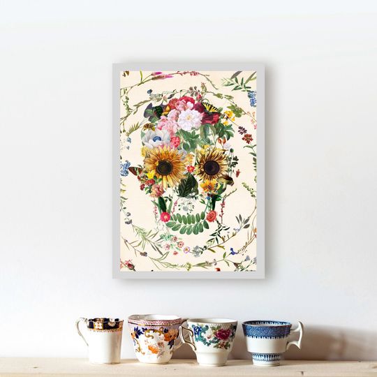 Discover Floral Skull Art Poster