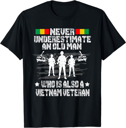 Discover Never Underestimate An Old Man T-Shirt Vietnam Veteran Men's
