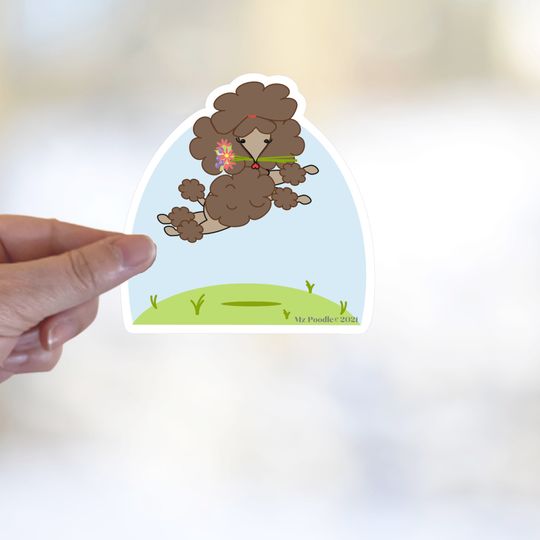 Discover Poodle Sticker, Brown poodle, Poodle laptop sticker