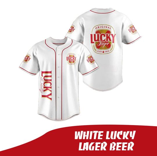 Discover White Lucky Lager beer - Jersey baseball - Sport fashion