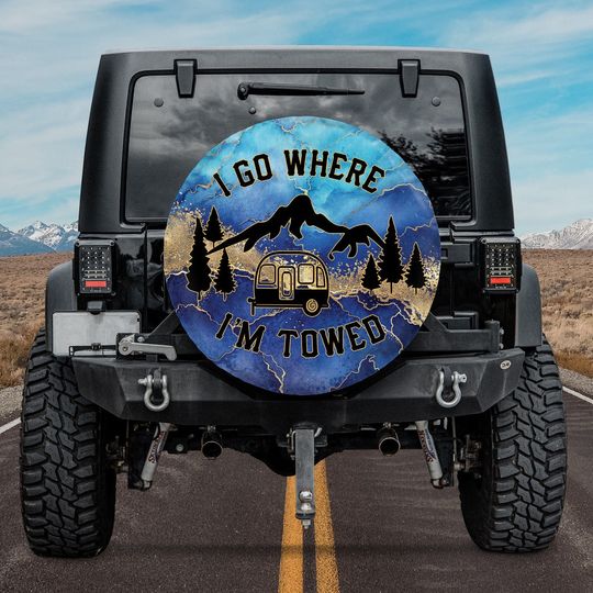 Discover I Go Where I'm Towed Spare Tire Cover, Nature Mountain Spare Tire Cover