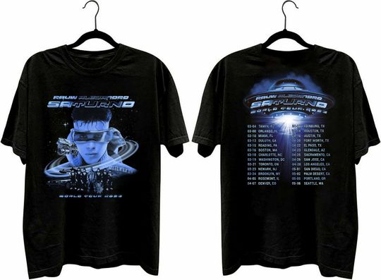Discover Rauw Alejandro Shirt, Saturno World Tour 2023 Two Sides Shirt