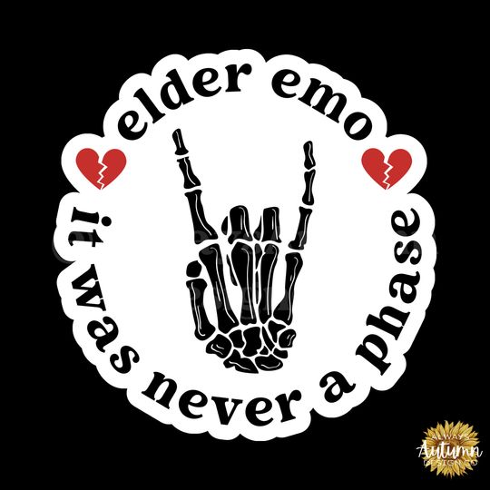 Discover Elder Emo It was Never a Phase Skeleton Rock On Sticker