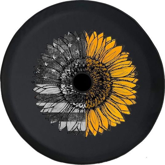 Discover Tire Cover Vintage American Flag Sunflower