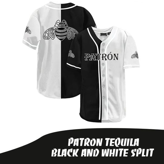 Discover Patron tequila black and white split jersey shirt - Jersey baseball