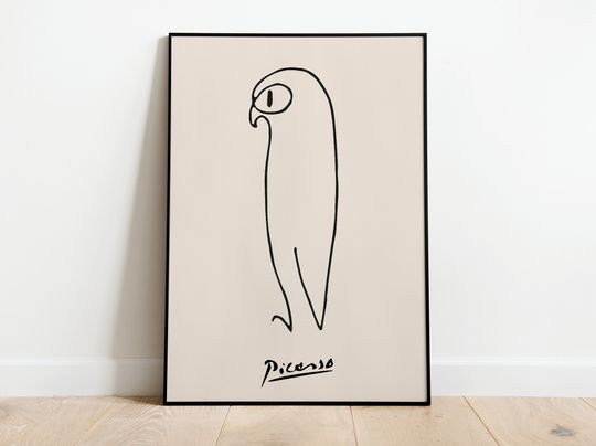 Discover Picasso Owl Exhibition Vintage Line Art Poster