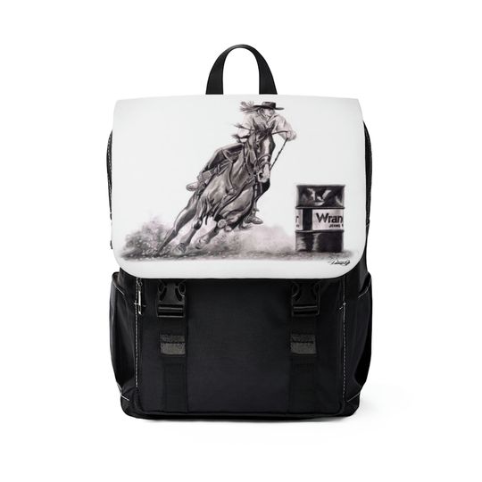 Discover Unisex Casual Shoulder Backpack - Rodeo Cowgirl Horse Barrel Racing