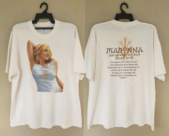 Discover Madonna Drowned World Tour 2001 T-Shirt, Vtg Madonna Queen Of Pop Lover Gift